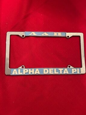 Alpha Delta Pi Metal License Plate Frame in Light Blue sorority